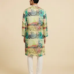 diwas by manyavar Men Printed Cotton Blend Straight Kurta image 2