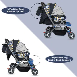 pawkykids PRAM FOR KIDS STROLLER FOR KIDS BABY PRAM BABY Twin Strollers & Prams P3 BLUE Twin Strollers & Prams image 3