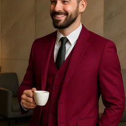 plus91 Men 3 Piece Suit Solid Suit image 3