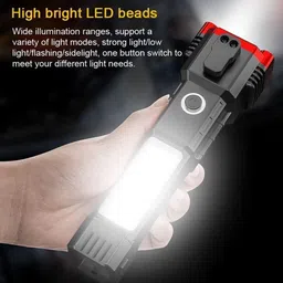 shoparam Portable Rechargeable Torch LED Flashlight Long Distance Beam Range Power Bank 8 hrs Torch Emergency Light image 2