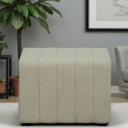 casacraft from pepperfry Remona Boucle Fabric Foot Stool In Lunar Grey Colour-picture-17
