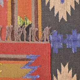 baithak krafts Red Wool & Jute Geometric 60 x 36 Inches Hand Woven Dhurries image 5