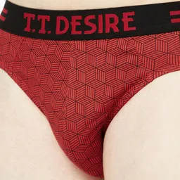 T.T. Mens Desire 100% Combed Cotton Printed Brief Top Elastic Pack of 2 Blue::Red image 4