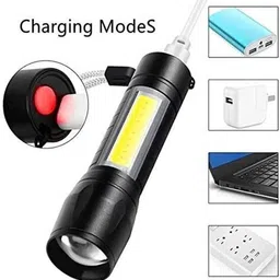 life creation (Pack of 2) Mini Pocket Light Zoom COB USB Charging Led Water Proof TorchR-117 Torch image 2