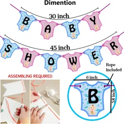 zyozi Baby Shower Party Supplies - Banner, Photo Booth And Foil Balloons ( Pack of 33) image 3