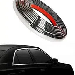 lakshmina enterprises LKM037 Car Side Chrome Beading roll For Car Exterior Strips Roll (10 mm 2 meter) Car Beading Roll For Window, Door, Bumper, Window Sill, Grill and Garnish Cover image 4