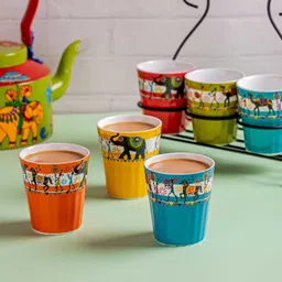 Pack of 6 Ceramic Kullad Tumbler Tea | Coffee | Milk | Juice | Cold Beverage Serving Glasses-image-62