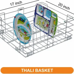 smart slide Utensil Kitchen Rack Modular Kitchen Basket (17X20 Inch - Set of 3) Kitchen Accessories Steel image 4