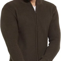 Men Solid High Neck Green Sweater-image-33