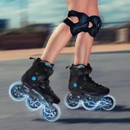 arthasya Inline Skates Size Adjustable All Pure PU Strong Wheels Aluminium with LED In-line Skates - Size M UK image 2