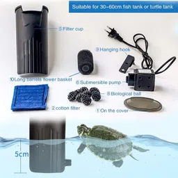 sobo WP-208H Hang On Biochemical Filter Water Purifier Aquarium Pump for Low Water Level Turtle Tortoise Reptile Terrarium Fish Tank by Foodie Puppies Corner Aquarium Filter image 5
