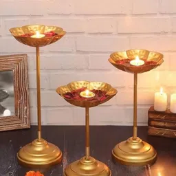 i r impex Urli Diya Stand set of 3 Iron (Pack of 3) Table Diya Set-picture-18