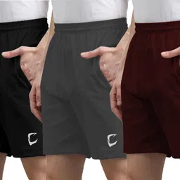 cravven Pack of 3 Solid Men Multicolor Sports Shorts-picture-12