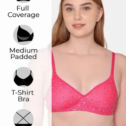 KOMLI Pack of 3 Graphic Printed Full Coverage Lightly Padded T-shirt Bra-All Day Comfort image 2