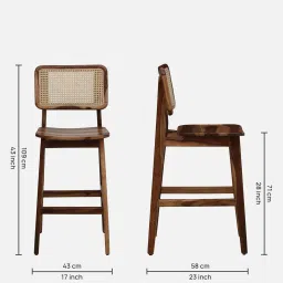 woodsworth from pepperfry Roding Sheesham Wood Bar Chair In Scratch Resistant Rustic Teak Finish image 2