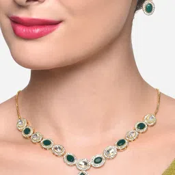 Zaveri Pearls Gold-Plated Austrian Diamond Necklace & Earrings-picture-40