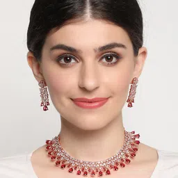 Jazz and Sizzle Rose Gold-Plated AD-Studded Jewellery Set image 4