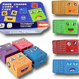 little banana Emoji Cube Face Change Rubik's Cube Game | Wooden Toy with 16 Cubes & 64 Cards-picture-22