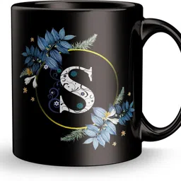 fifth and moon Letter S Floral Background Design Printed. Ceramic Coffee Mug-picture-24