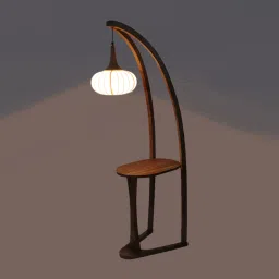 sapphire Voila White Iron Shade Shelf Floor Lamp With Wood Base image 4