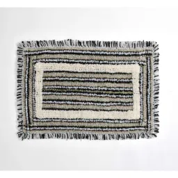 fine tex world Black and Cream Abstract Microfiber 24x16 Inches Door Mat image 2