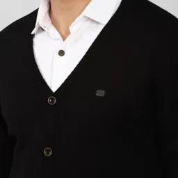 peter england Men Solid Crew Neck Black Sweater image 3