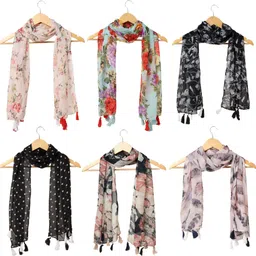 stolevilla Printed Chiffon Women Multicolor Scarf, Stole, Fancy Scarf-picture-39
