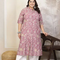 little more by stylum Women Floral Print Viscose Rayon A-line Kurta-picture-13