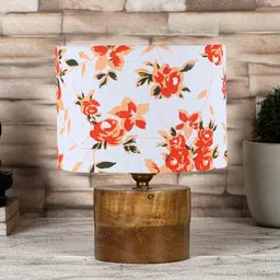 Catania Multicolour Cottan Fabric Shade Night Lamp With Wood Base By New Era image 2