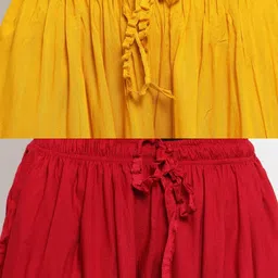 kanjilal Pack of 2 Women Flared Red, Yellow Viscose Rayon Trousers image 4