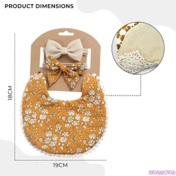 bembika Baby Feeding Bib And Bow Cotton Tableware, Ideal For Feeding Baby - Gold image 3