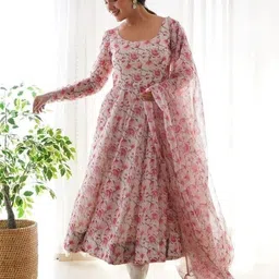 maa fashion hub Printed Georgette Stitched Anarkali Gown image 4