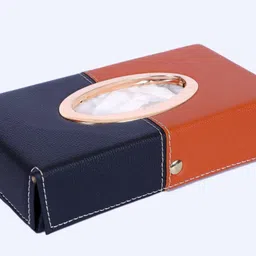 mockhe Chrom-Black-Tan Tisue Box Leatherete-45 Vehicle Tissue Dispenser image 2