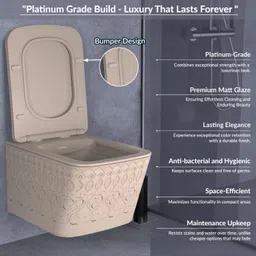 plantex Ceramic Commode for Toilet/Rimless Western Commode/Commode with Soft Closing Toilet Seat - P Trap - (LAS03, Khakhi) Western Commode image 2