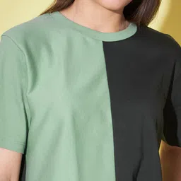 GUTI Pack Of 2 Colourblocked Crop Cotton Boxy Tops image 5