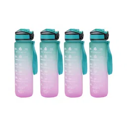 Kuber Industries Green & White Set of 4 Plastic Printed Water Bottle image 3