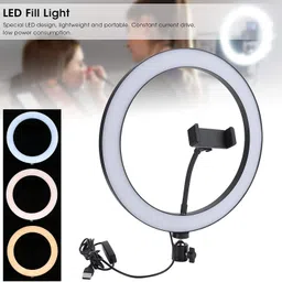 Gentle e kart ® 10 Inch Selfie Ring Light, 3 Lights Color USB Adjustable LED Ring Light Cell Phone Holder for YouTube Video and Live Makeup Photography 3600 lx Camera LED Light image 2