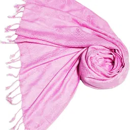 Self Design Viscose Women Pink Fancy Scarf, Scarf, Stole-image-0