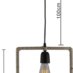 homesake Modern Metal Pendant Lights Hemp Rope Decor Hanging Lamp E27 Loft Ceiling Light with filament bulb, Square Pendant Lamp Ceiling Lamp image 4