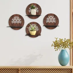 Round (Set of 4) Engineered Wood Wall Hanging Planter by Random image 1
