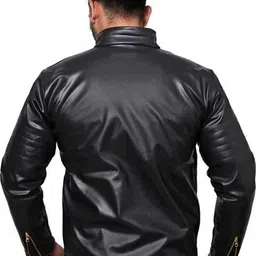 raoshab trend Men Solid Leather Jacket image 2