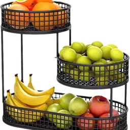 prime krafts 3 Tier Unique Design Countertop Storage Organizer for Home and Kitchen, Iron Fruit & Vegetable Basket image 1