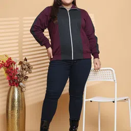 theRebelinme Women Colourblocked Fleece Open Front Jacket image 3