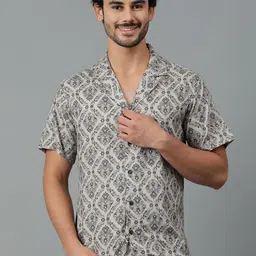 kotty Men Regular Fit Printed Lapel Collar Casual Shirt image 1