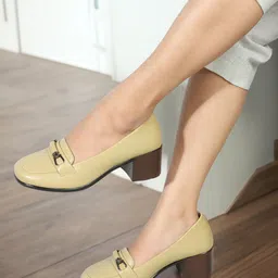 ELLE Green Round Toe Pumps Block Heels image 5