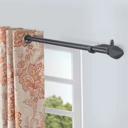 deco window Black Iron Solid (144 Inches) Curtain Rod with Accessories image 1