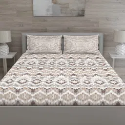 Grey Abstract 144 TC Cotton Queen Sized Bed Sheets with 2 Pillow Covers by GM Fabrics image 2