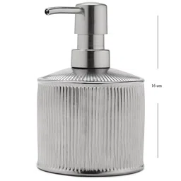 Pure Home and Living Silver-Toned Chrome Ribbed Porcelain Stoneware Soap Dispenser image 5