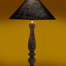 Devansh Black Wooden Contemporary Frustum Shaped Table Lamp image 3