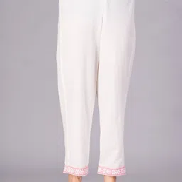 DORIYA Floral Embroidered Round Neck Straight Kurta With Palazzos & Dupatta image 3